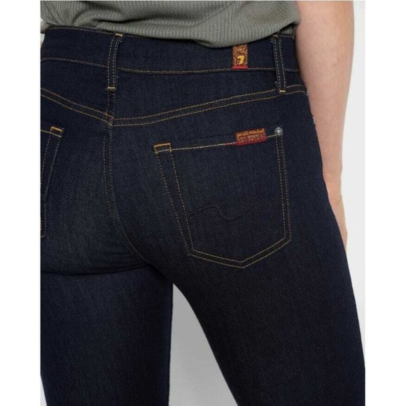 FOR ALL 7 MANKIND B(AIR) ROXANNE ANKLE IN AUTHENTIC RINSE Dark Blue Denim Jeans - Picture 4 of 11